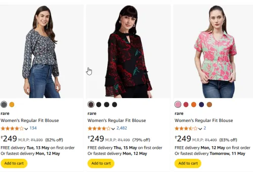 Image of rare Women's Regular Fit Blouse at Minimum 70% Discount 