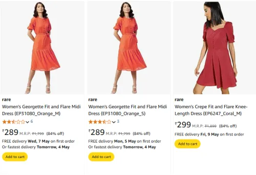 Image of Rare Women's Dress at Minimum 70% Discount