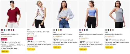 Image of Rare Women's Tops upto 86% Off