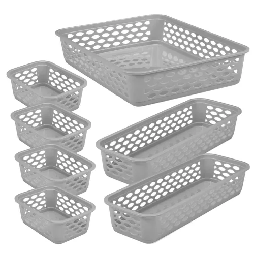 Image of Ratan Plasticware Diana Tray Baskets Pack of 7 (Small X 4/ Large X 1/ Narrow X 2)