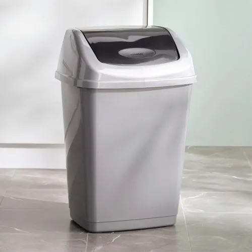 Image of RATAN PLASTICWARE Tidy Bin with Swing Lid 15 Litres Plastic Dustbin, Trash Bin