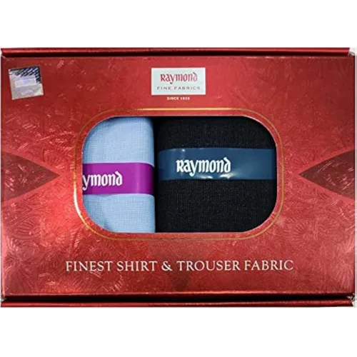Image of Raymond Fabrics Pant Shirt Fabric Solid Combo Box ( Blue Pant-Shirt, Unstitched, Free Size)