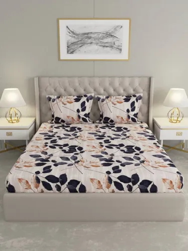 Image of Raymond Home 110 TC Microfiber Double Floral Flat Bedsheet