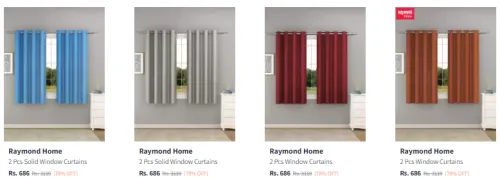 Image of Raymond Home 2 Pcs Solid Window Curtains Starting at ₹686