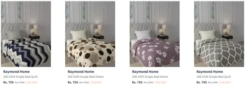 Image of Raymond Home 300 GSM AC Room Single Bed Quilt at Minimum 70% Discount