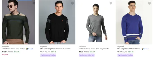 Image of Raymond Men's Sweaters at minimum 65% Discount