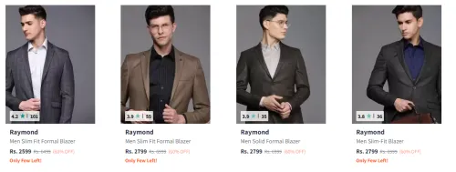 Image of Raymond Slim Fit Blazer up to @ ₹60% Discount