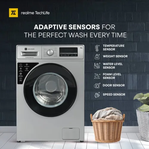 Image of realme TechLife 8 kg In-built Heater with ExpertWash Fully Automatic Front Load Washing