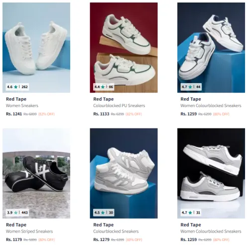 Image of Red Tape Brand Women's Sneakers @ Minimum 80% Discount