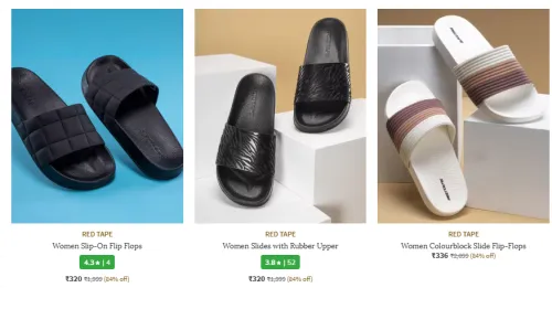 Image of RED TAPE Colourblock Slides Starting At @₹320