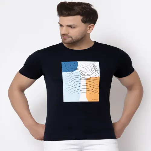 Image of Red Tape Men Navy Printed T-Shirt