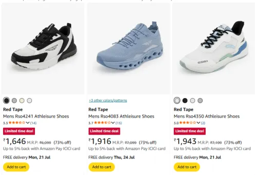 Image of Red Tape Men's Shoes at Minimum 70% Discount