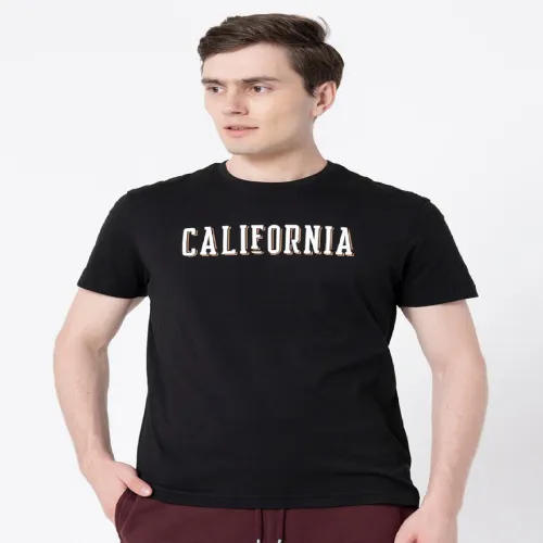 Image of Red Tape Typography Printed Pure Cotton T-shirt