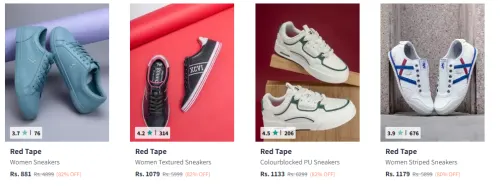 Image of Red Tape Women Sneakers up to @ ₹82% Discount
