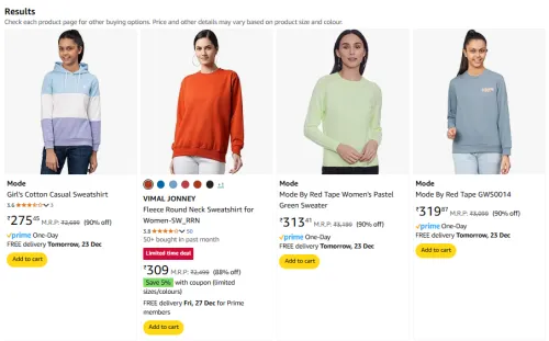 Image of Red Tape Women Sweatshirt up to 90% Discount 