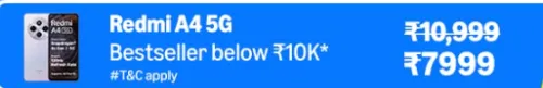 Image of Redmi A4 5G (64GB Storage) @ ₹7999 on Amazon Prime Day Sale