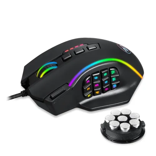 Image of Redragon M901 Gaming USB Mouse RGB Backlit MMO 19 Macro Programmable Buttons with Weight Tuning Set