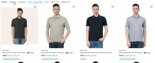 Image of REDTAPE Men Polo Neck T-Shirt up to 87% Discount