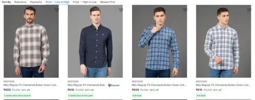 Image of REDTAPE Men Regular Fit Checkered Shirt up to 87% Discount 