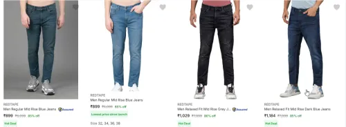 Image of REDTAPE Men Regular Jeans up to 87% Discount