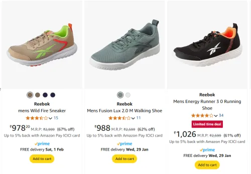 Image of Reebok Men Shoes Minimum 60% Discount