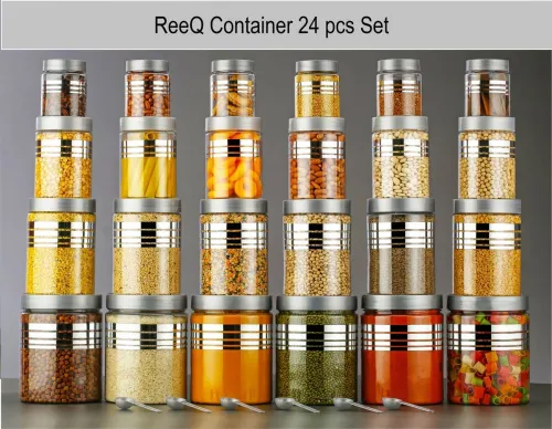 Image of ReeQ Plastic Grocery Container (Pack of 24, Silver)