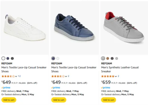 Image of REFOAM Men's Casual Sneaker at Minimum 75% Discount