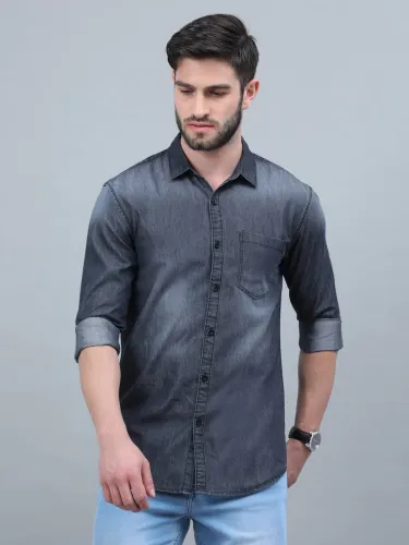 Image of Regrowth Men Regular Fit Solid Casual Shirt