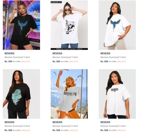Image of REVEXO Women's T-shirt Flat 90% Discount