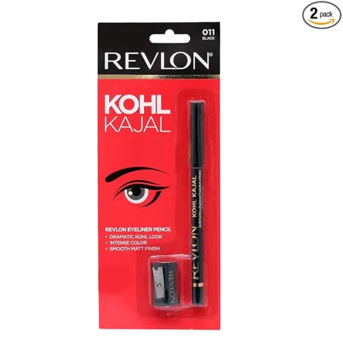 Image of Revlon Kohl Kajal Eye Liner Pencil With Sharpener, Black, 1.14g