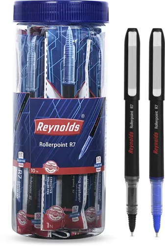 Image of Reynolds R7 Roller Ball Pen (Pack of 10, Ink Color - Blue)