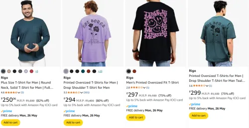 Image of Rigo Men's T-shirts at minimum 75% Discount