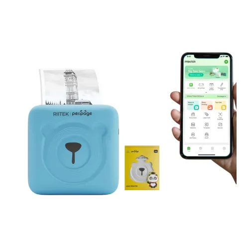 Image of RIITEK PeriPage Mini Bluetooth Thermal Printer (Blue, Inkless)