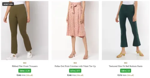 Image of RIO Brand Women's Trousers & Pants @ Up to 70% Discount | Start ₹240