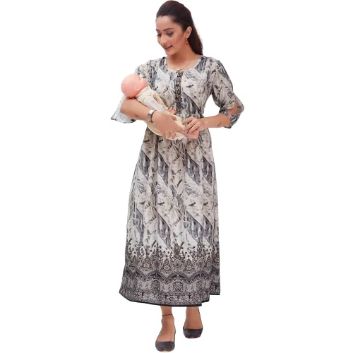 Image of Ritijya Feeding Kurti (Printed Flared Anarkali Maternity Kurta)