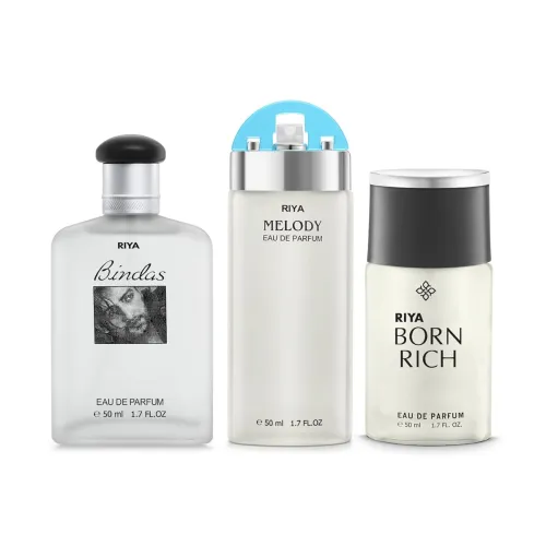 Image of Riya Melody, Born Rich, Bindas Unisex Perfume 50ml pack of 3