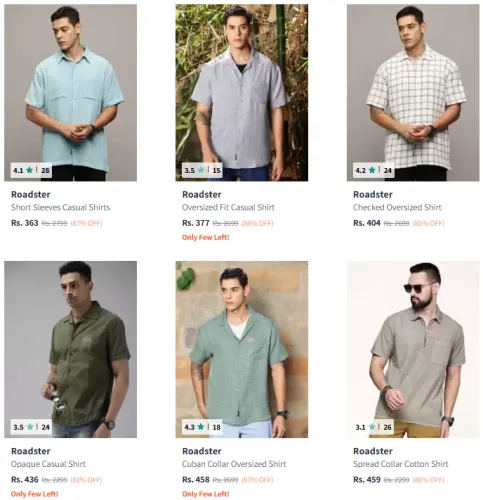 Image of Roadster Brand Men's Shirts @ Minimum 80% Discount