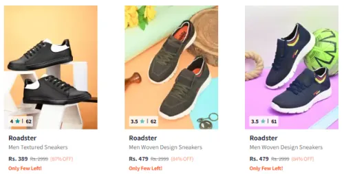 Image of Roadster Brand Men's Sneakers @ Up to 87% Discount