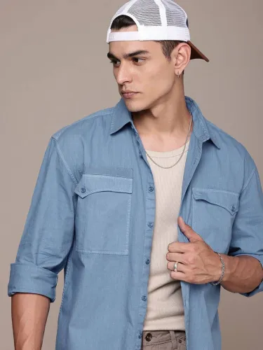 Image of Roadster Men Boxy Fit Solid Casual Shirt