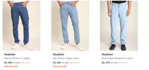 Image of Roadster Men Fashion Jeans Minimum 80% Discount