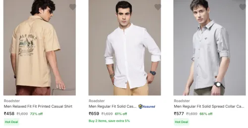 Image of Roadster Men Fashion Shirt Minimum 70% Discount