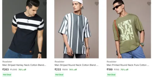 Image of Roadster Men Fashion T-shirt MInimum 70% Discount