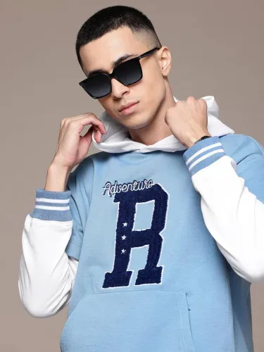 Image of Roadster Men Full Sleeve Printed Hooded Sweatshirt