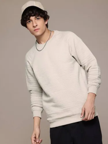 Image of Roadster Men Full Sleeve Self Design Sweatshirt