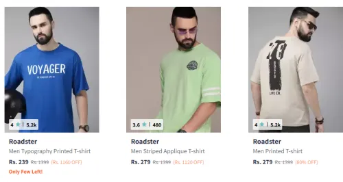 Image of Roadster men oversized t-shirts starting @ ₹219