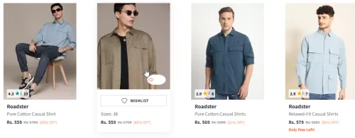 Image of Roadster Men's Casual Shirt At Minimum 80% Discount 