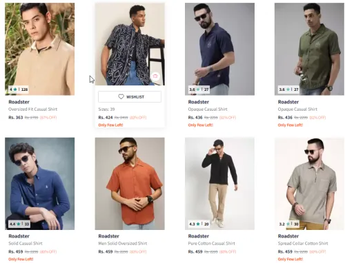 Image of Roadster Men's Casual Shirt Minimum 80% Discount 