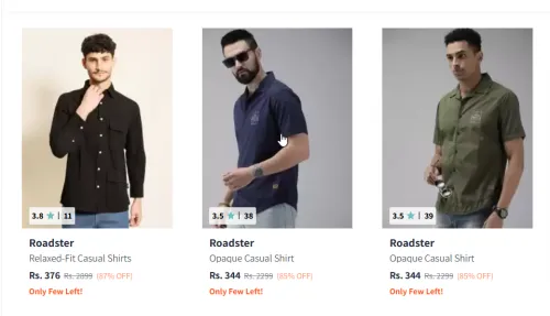 Image of Roadster Men’s Casual Shirts Minimum 80% Discount