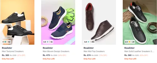 Image of Roadster Men's Sneakers Starting @ ₹389