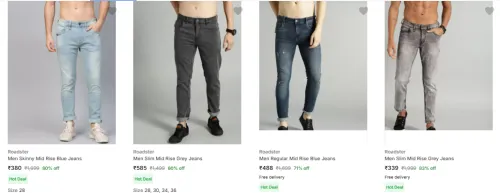 Image of Roadster Men Skinny Mid Rise Blue Jeans Starting at ₹380